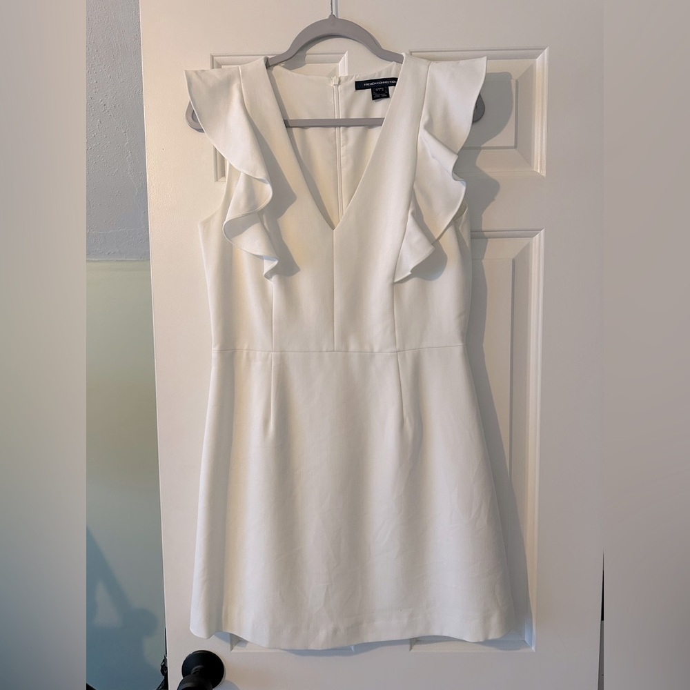 French connection whisper ruffle dress minidress in summer white